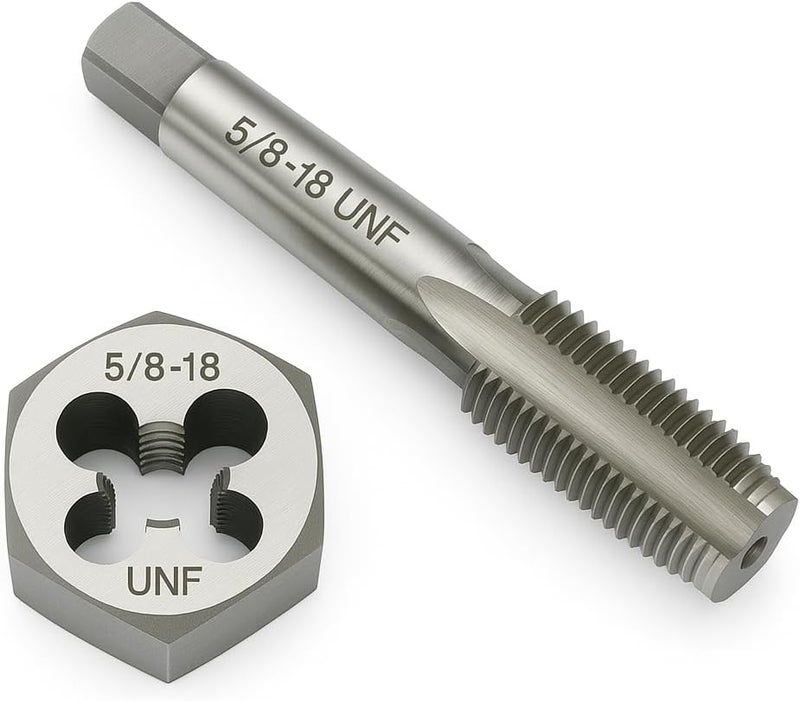 Yamesh 5/8"-18 Thread Tap and Die Set HSS Tap with GCr15 Alloy Steel Hex Die Right Hand Thread Repair Tool for Metalworking and Machinery - Image 1
